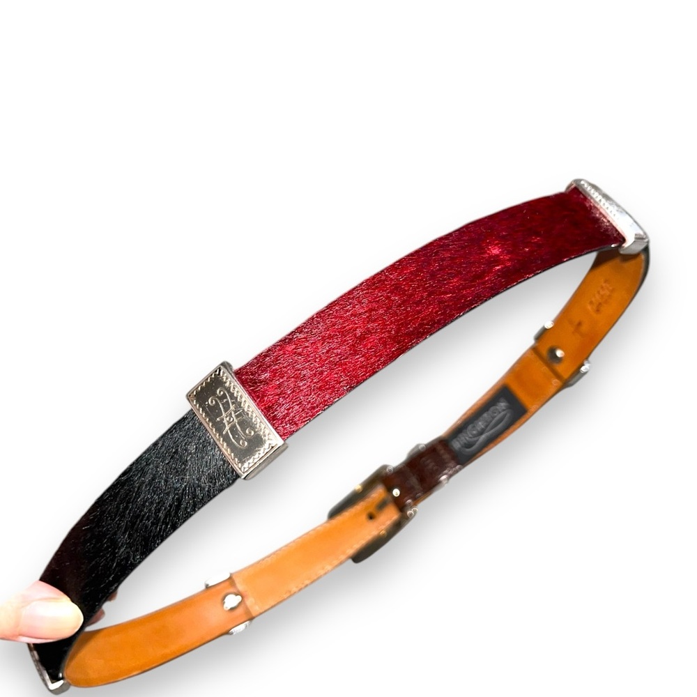 Brighton Leather Horsehair Colorblock Belt Size 30